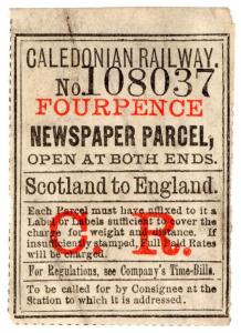 (I.B) Caledonian Railway : Newspaper Parcel 4d (Scotland to England)