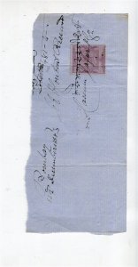 INDIA; Early 1870-80s QV Revenue used value on Document Piece