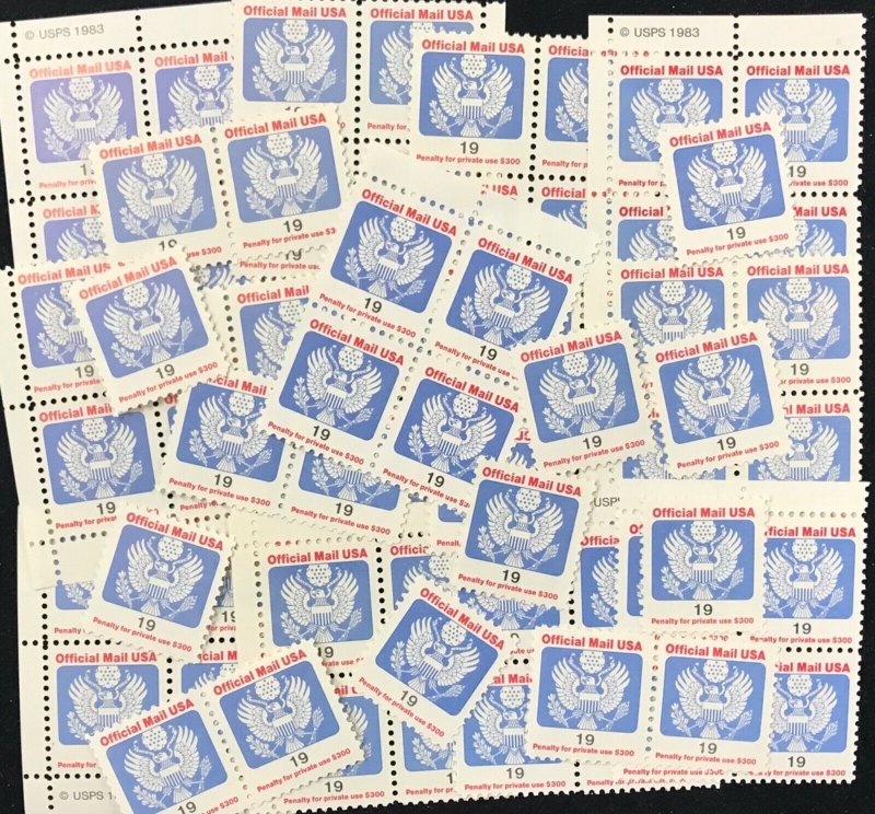 100 1991 SCOTT O147  19¢ OFFICIAL MAIL   Postcard rate