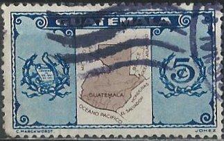 Guatemala 279 (used) 5c map, blue & dk brn (1936)