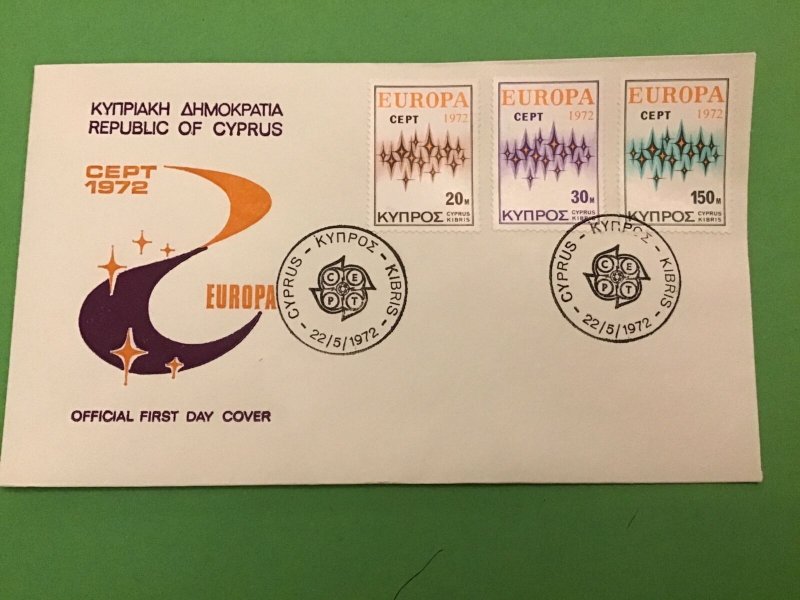 Cyprus 1972 EUROPA 72 First Day Cover Stamps Cover R42545