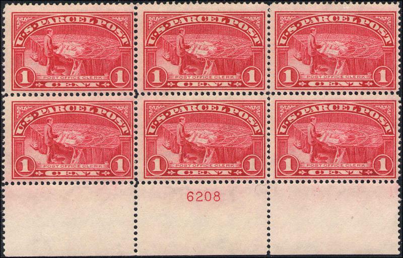 1913 US Stamp #Q1 PP1 1c Mint Stamp Plate Block of 6 Catalogue Value $175