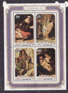 Niue-Sc#349a- id8-unused NH sheet-Christmas-Rembrandt-Paintings-1982-