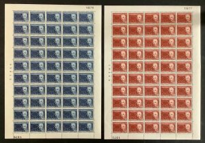 GREENLAND #66-7 Niels Bohr set, Complete sheets of 50, og, NH, VF Scott $257.50