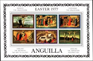 Anguilla #296a, Complete Set, S/S Only, 1977, Art, Never Hinged