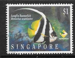SINGAPORE SG810 1995 $1 MARINE FISH FINE USED