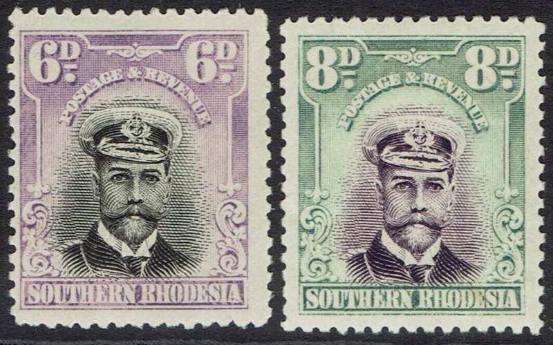 SOUTHERN RHODESIA 1924 KGV ADMIRAL 6D AND 8D