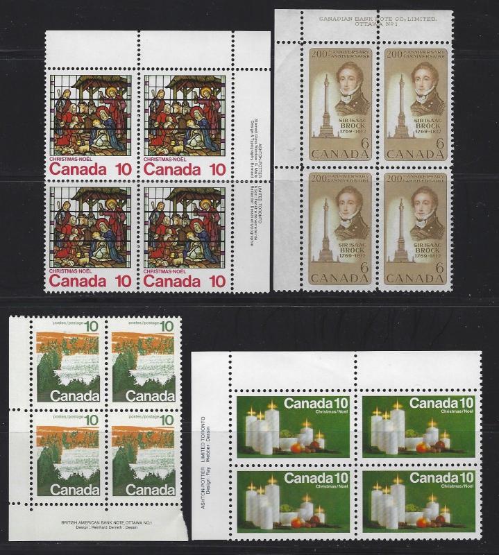 CANADA - PLATE & CORNER BLOCKS LOT #4 MNH CHRISTMAS INUK FIRE PREVENTION TUPPER