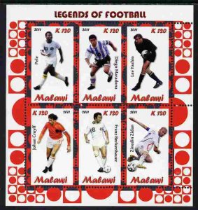 MALAWI - 2011 - Legends of Football - Perf 6v Sheet - MNH - Private Issue