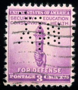 US Scott 901 Used NH with Perfins ?MLY? Inverted