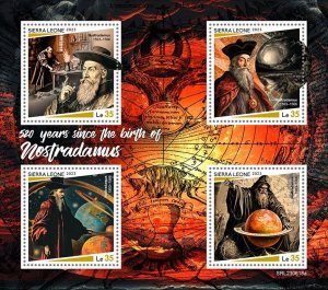 SIERRA LEONE - 2023 - Nostradamus - Perf 4v Sheet - Mint Never Hinged