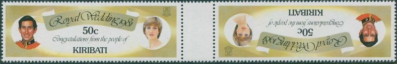 Kiribati 1981 SG152 50c Charles and Diana pair inverted FU