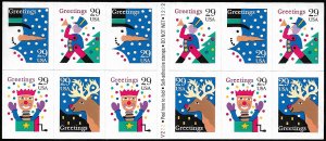 US #2802a Xmas Booklet pane of 12, VF/XF mint never hinged, Post Office fresh...