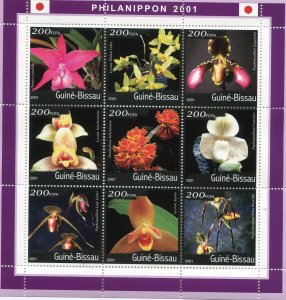 Guinea-Bissau 2001 ORCHIDS Japan Exhibition Sheet Perforated Mint (NH)