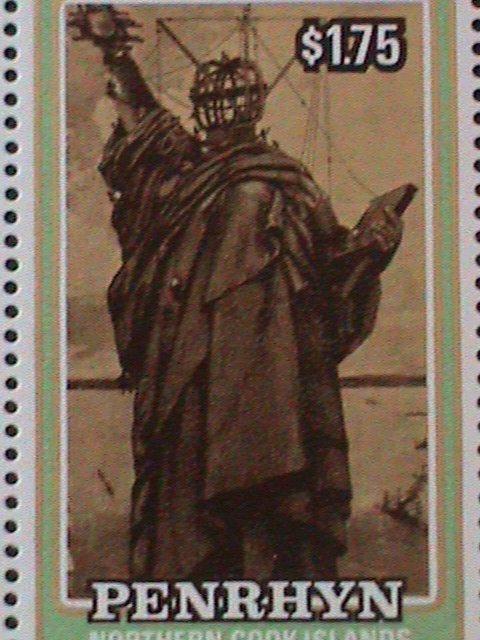 ​PENRHYN ISLAND-1986- SC#341 CENTENARY OF STATUE OF LIBERTY-MNH-IMPRINT STRIP-VF