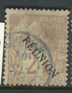 FRENCH COLONIES; REUNION 1890s classic Optd. issue used 2c. value