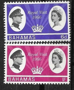 Bahamas # 228-29  Royal Visit  1966  (2)  Mint NH