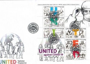 Tajikistan 2020 Fight against COVID special sheetlet perforated large format FDC