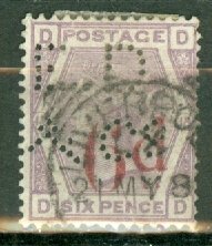 DV: Great Britain 95 used E D & Co perfin CV $150