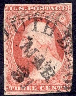 US Stamp #10 3c Orange Brown Type I SCV $185