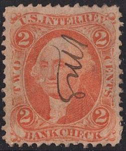 R6c 2¢ Revenue: Bank Check (1862) Used