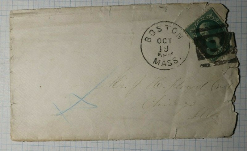 US Hand Stamp Local Fancy Numeral Cancel 8 1880's Boston MA Regatie Image