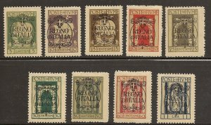 Fiume     Scott 184-92  Overprint  Unused