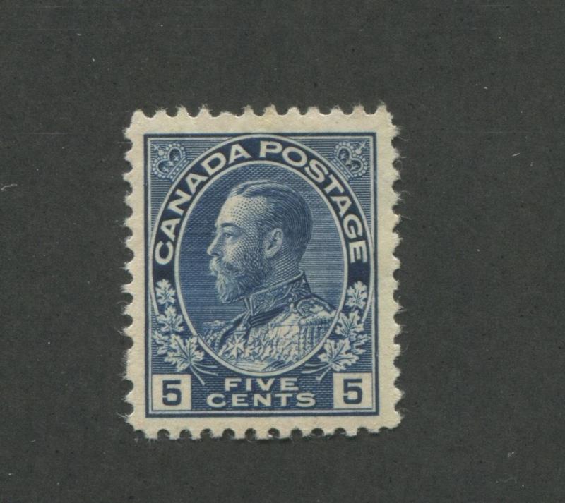 Canada 1914 King George V Admiral Issue Very Fine 5c Stamp #111 CV $300