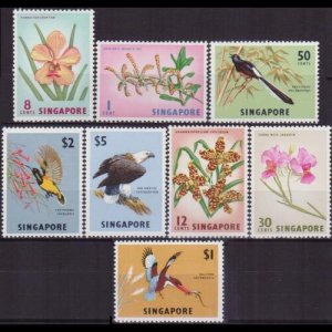 SINGAPORE 1963 - Scott# 62-9 Birds/Orchids Set of 8 LH