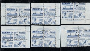 Canada Sc 365-368 1957 Sports stamps 11 Plate Blocks mint NH