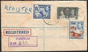 FIJI 1938 Registered cover to UK ex NABOUWALU..............................62533