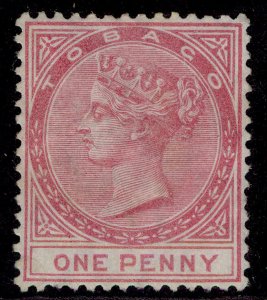 TOBAGO QV SG1, 1d rose, UNUSED. Cat £150. WMK CC