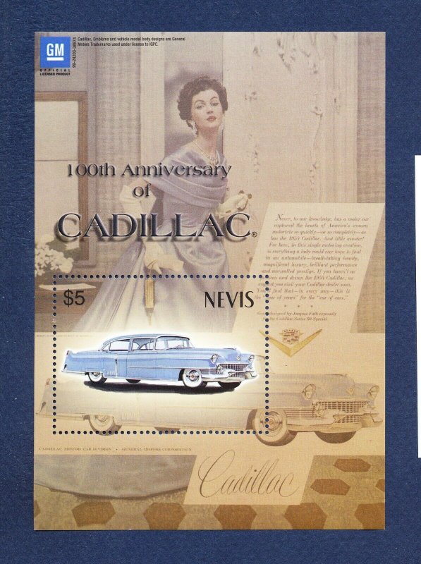 NEVIS - Scott 1348 -  FVF MNH S/S - Cadillac Car - 2003