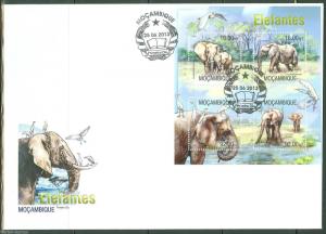 MOZAMBIQUE  2013 ELEPHANTS  SHEET  FIRST DAY COVER