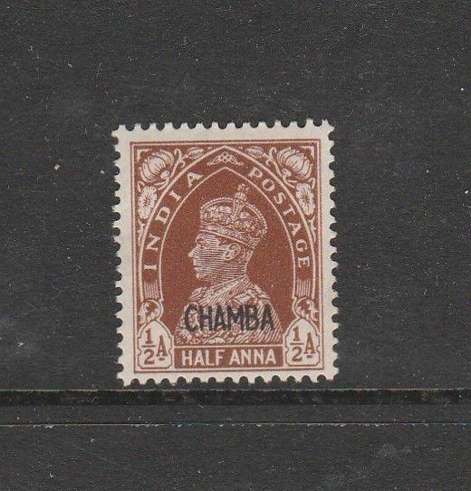 India, Chamba, 1942/7 Opt on 1937, CHAMBA only 1/2a MM SG 100, Cat £85