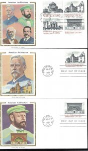 US 1928-1931 FDC American Architecture 1981 Colorano Silk Set Two Scans