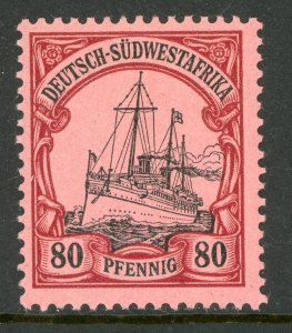 Germany 1901 Southwest Africa 80pf Yacht Unwmk Scott # 21 Mint E480