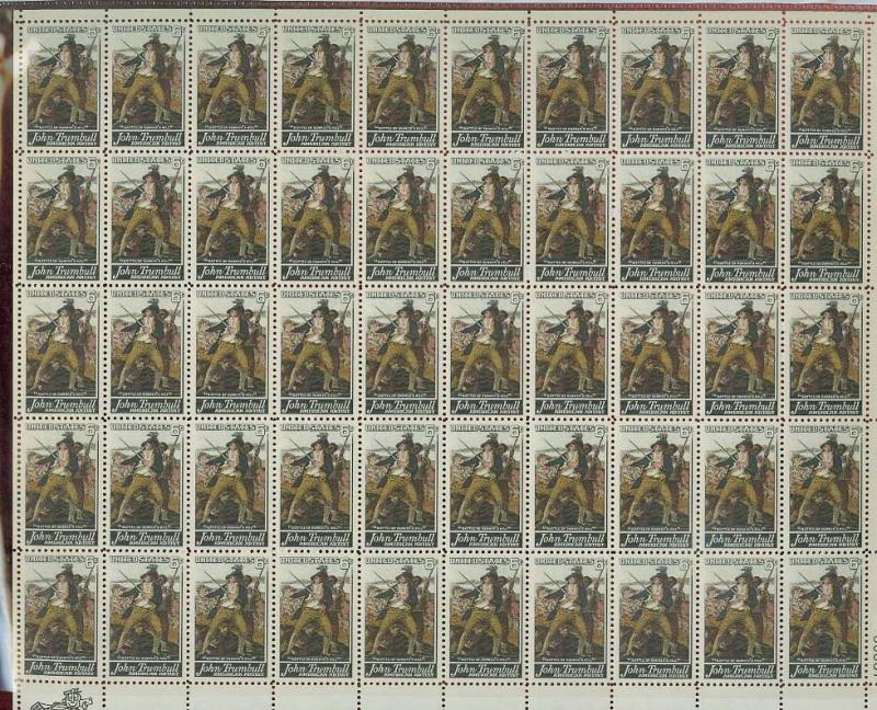 SCOTT 1361John Trumbull Battle Bunker Hill 6c 50 STAMP SHEET
