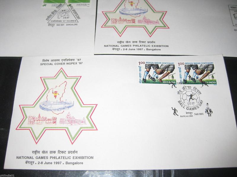 India 1997 Athletics Sports Wheel Ball Games NGPEX Banglore diff. Covers # 18066