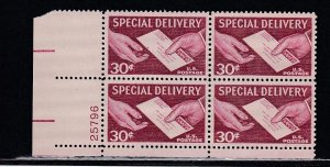 United States # E21, 30 cent Special Delivery Plate # Block  Mint NH, 1/2 Cat.