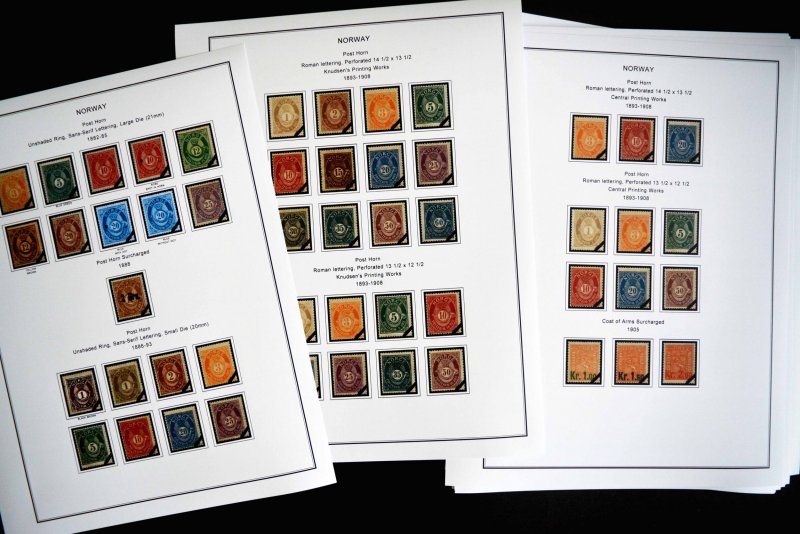 COLOR PRINTED NORWAY 1855-2010 STAMP ALBUM PAGES (183 illustrated pages)