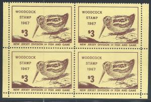 $3 Woodcock Stamp 1967, N.J. Div. Fish and Game, #1, Bloc...