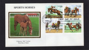 2759a Sports Horses, FDC blk/4 Colorano Silk