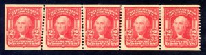 US SCOTT #320 VAR. STRIP OF 5 MINT-OG-PH W/ PF CERT BRIGHT SHADE