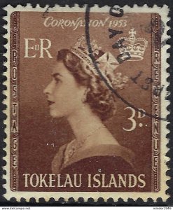 TOKELAU ISLANDS 1953 QEII 3d Brown SG4 FU