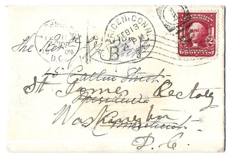 Meriden, Connecticut local use 1904 Scott 319 Cover, Forwarded Washington, D.C.