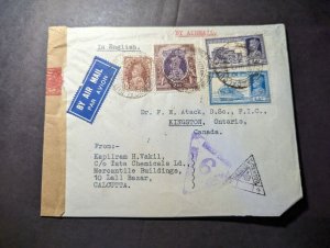 1940 Censored British India Airmail Cover Calcutta GPO to Kingston Canada
