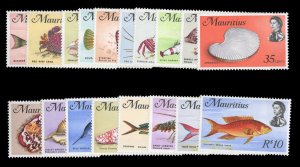 Mauritius #339-356 Cat$31.45, 1969 QEII, complete set, never hinged