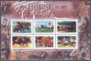 Gambia, Scott cat. 2365 a-f. Horses in Art sheet.