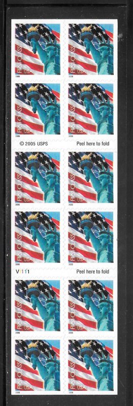 #3972a MNH  Flag and Liberty Non-denom. Pane of 20 Plate #V1111